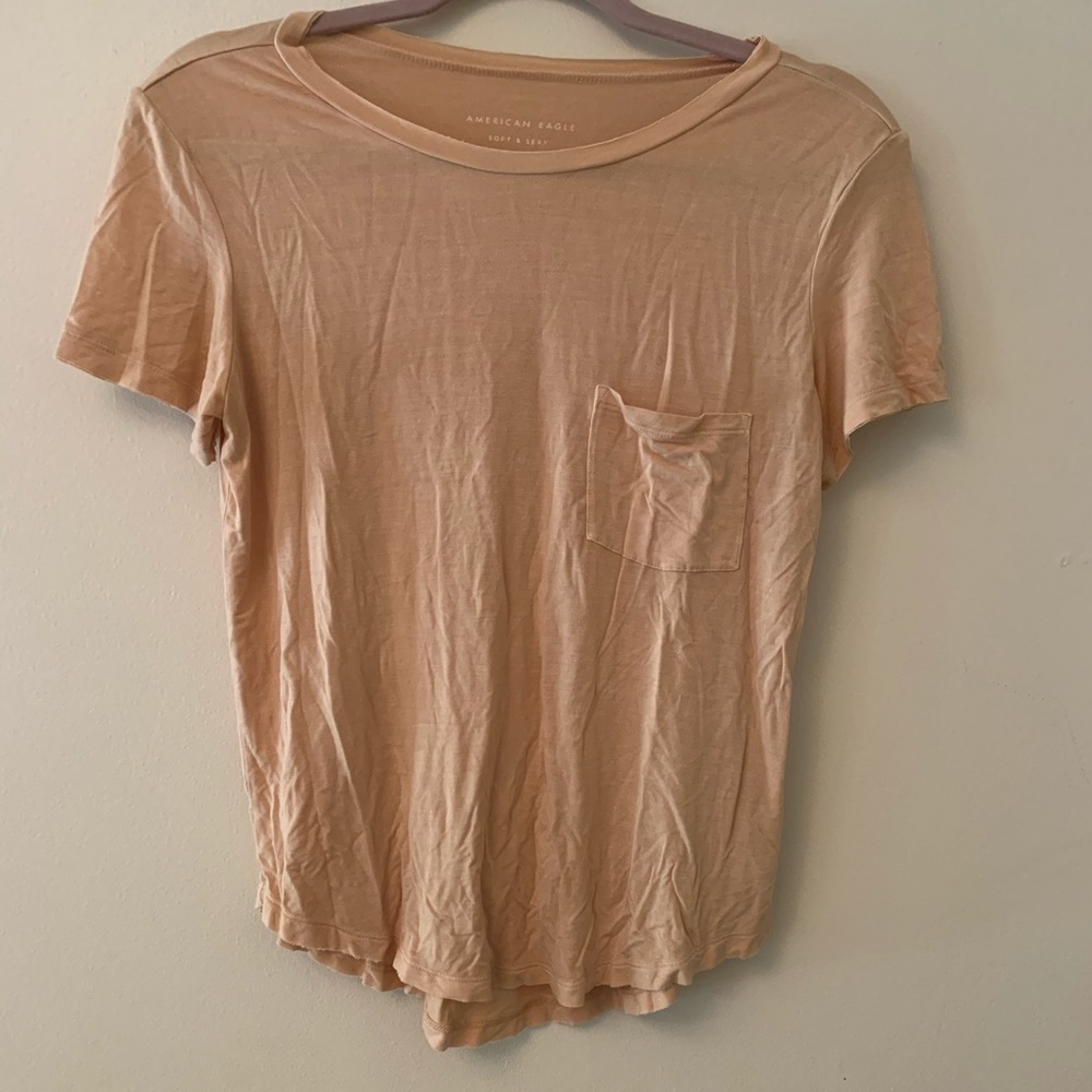 american eagle soft and sexy mustard yellow tee